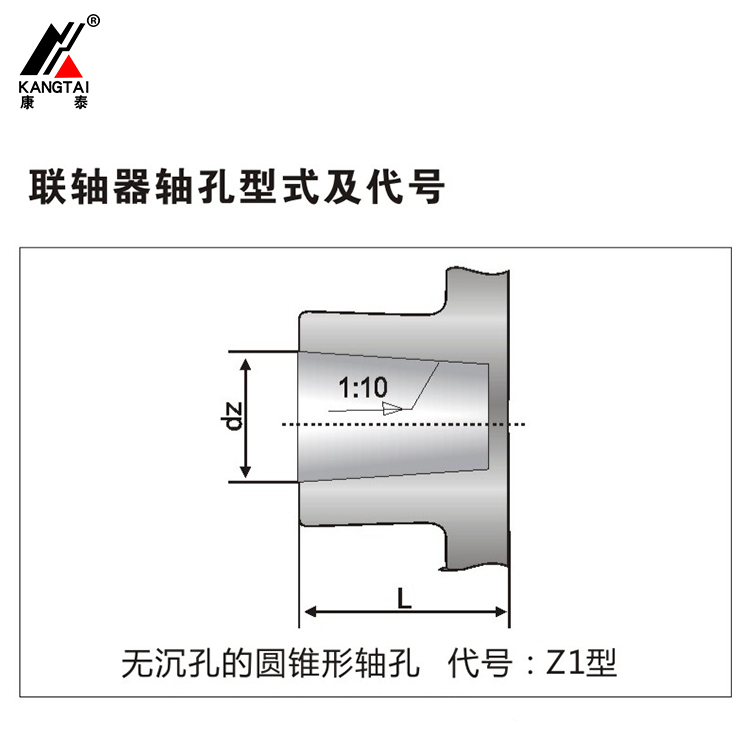 聯(lián)軸器無沉孔的圓錐形軸孔 代號Z1型